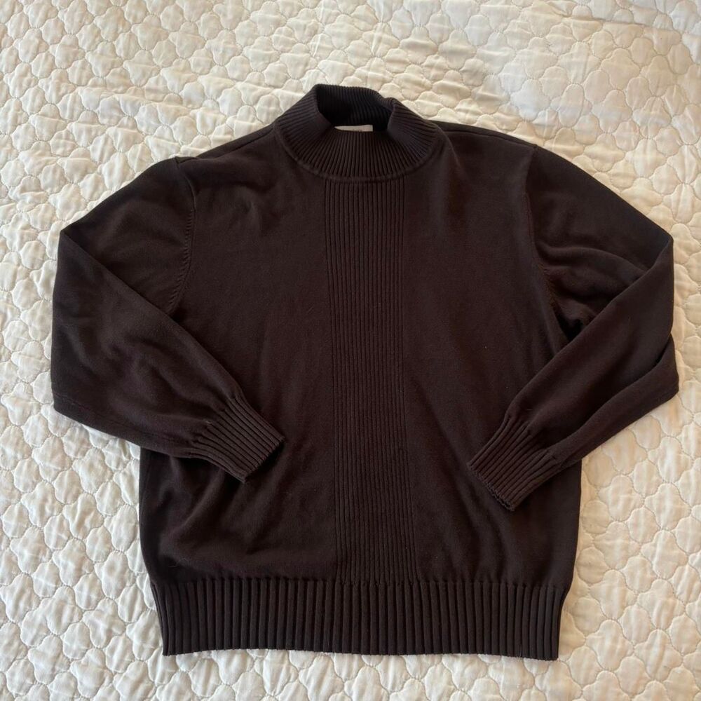 Dress Barn Women's Chocolate Brown Mock Neck Cozy Sweater Size XL